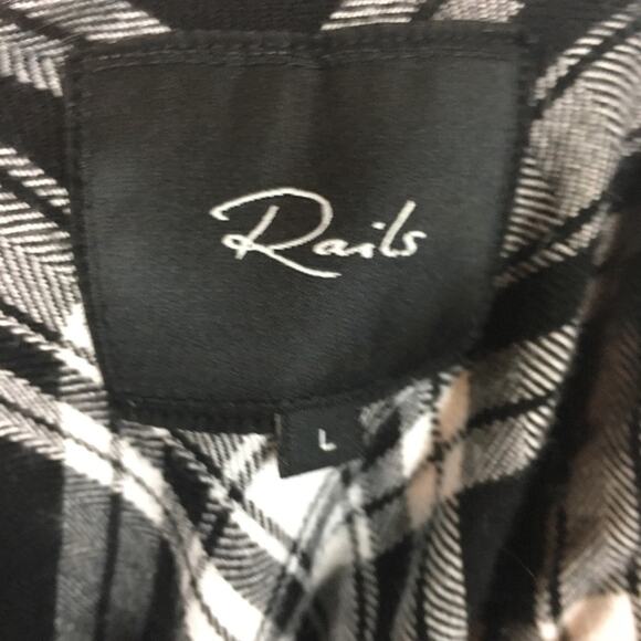 Rails Black White Plaid Soft Flannel Split Sides Duster Large - Picture 8 of 8